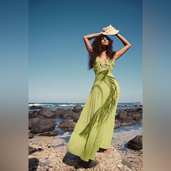Free People Green Auralie Maxi Size Small - Picture 1 of 14